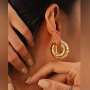 Lightweight cult gaia 14k Gold plated Earrings Elegant Chunky Hoops